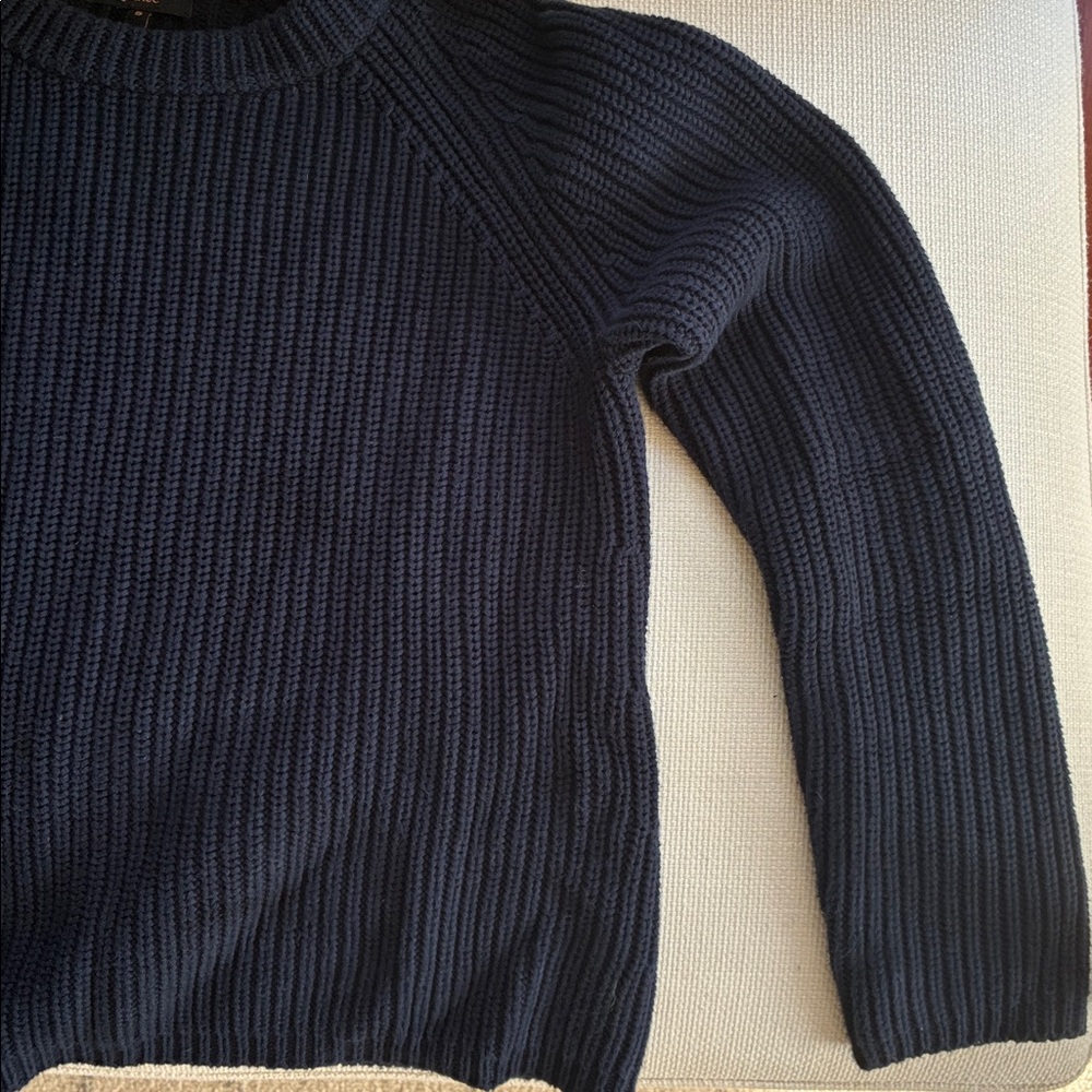 100% cotton navy fisherman crewneck sweater - Picture 4 of 9